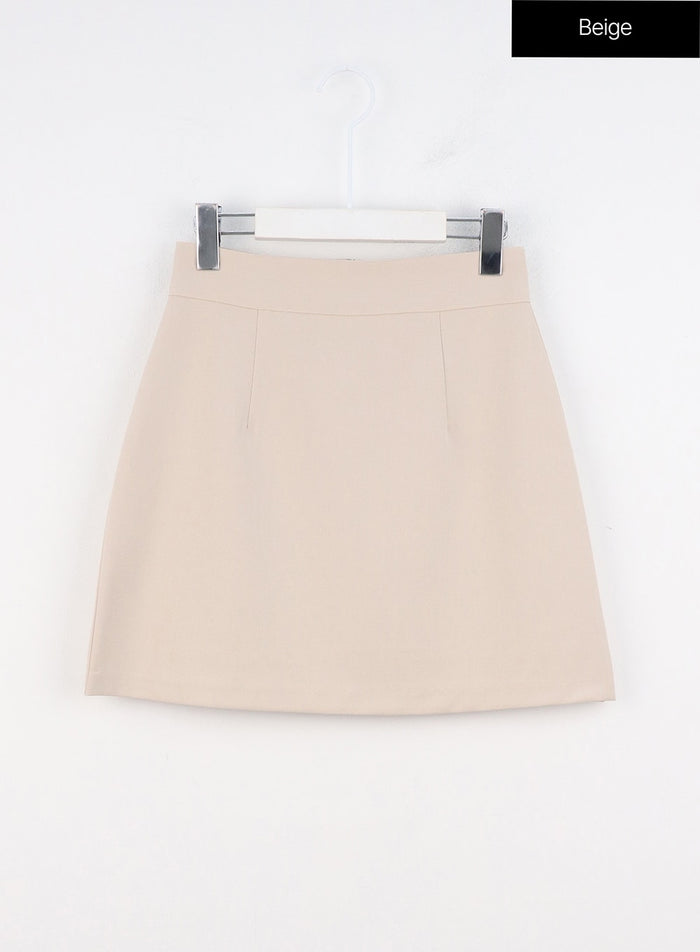 pintuck-mini-skirt-oo316 / Beige