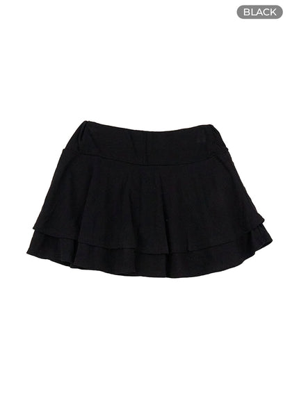 chic-ruffle-band-mini-skirt-cs410 / Black