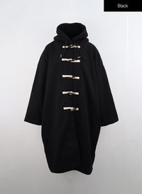 fleece-buttoned-hoodie-maxi-coat-on314 / Black