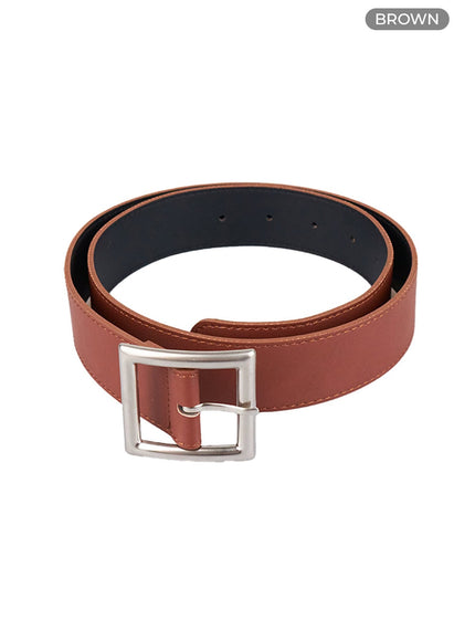 faux-leather-square-belt-co422 / Brown