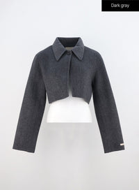 one-button-crop-tailored-jacket-on310 / Dark gray