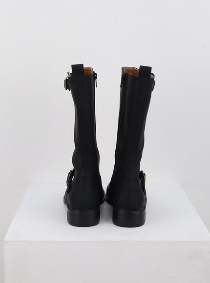 buckled-flat-lug-sole-boots-cd301