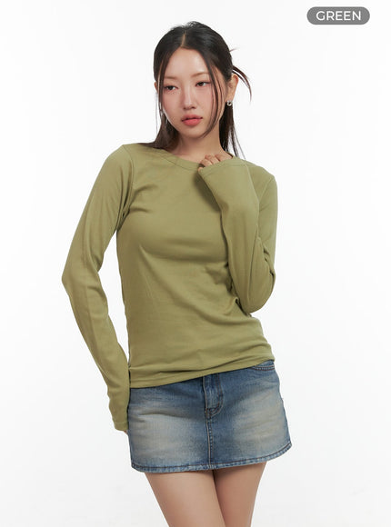 soft-round-neck-long-sleeve-tee-co417 / Green