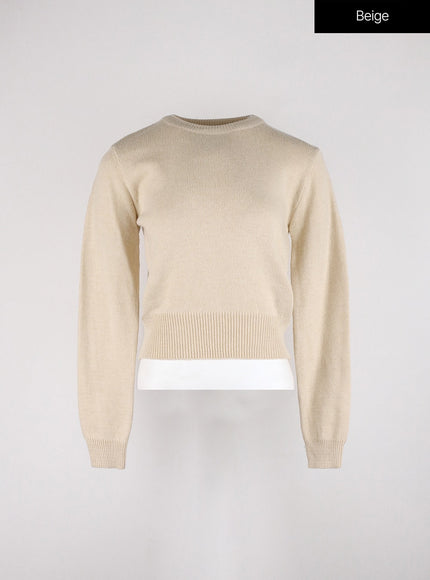 round-neck-crop-knit-sweater-od326 / Beige