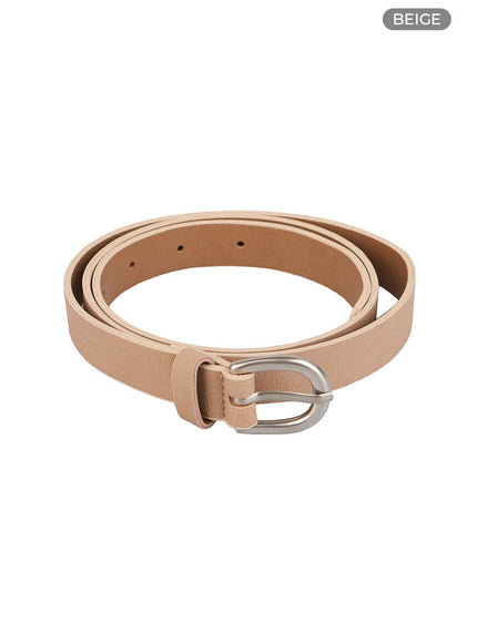 classic-thin-buckle-belt-oo416 / Beige