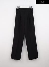 pintuck-tailored-pants-oo312 / Black