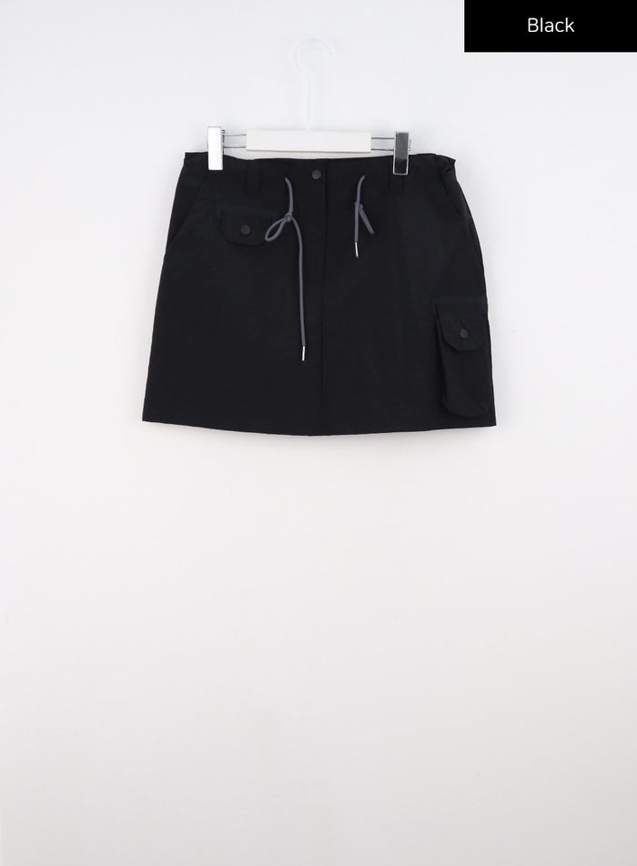 nylon-cargo-mini-skirt-cs327 / Black