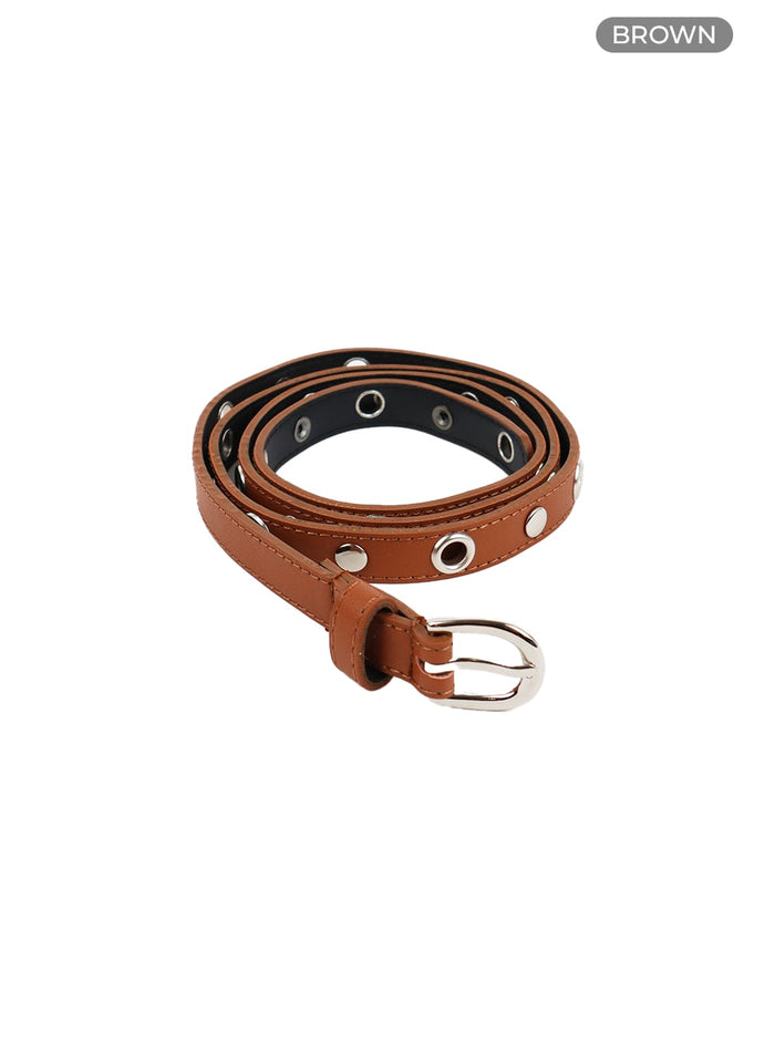 eyelet-two-strap-belt-cf427 / Brown