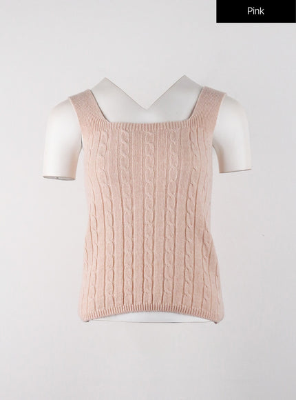 solid-texture-knitted-tank-top-oj405 / Pink