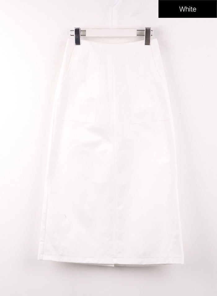 basic-solid-mid-skirt-of406 / White