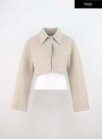 one-button-crop-tailored-jacket-on310 / Beige