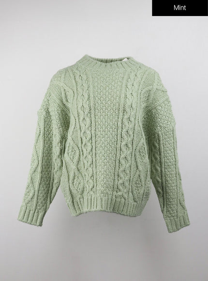 cable-knit-sweater-oj412 / Mint