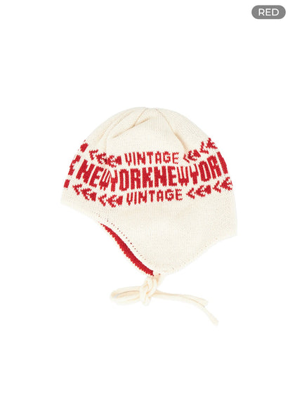 graphic-lettering-beanie-cg426 / Red