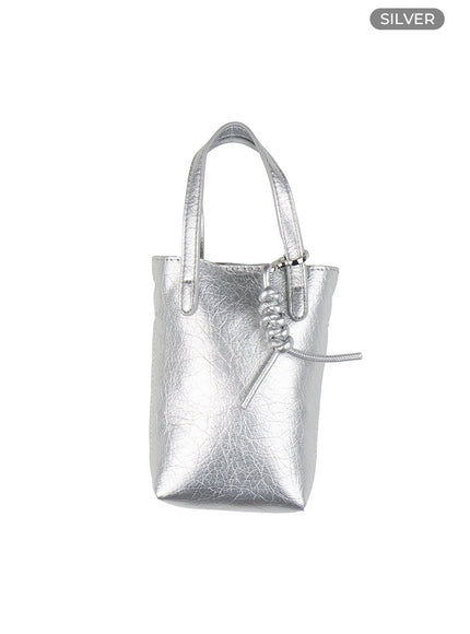 twisted-charm-mini-faux-leather-bag-ol430 / Silver