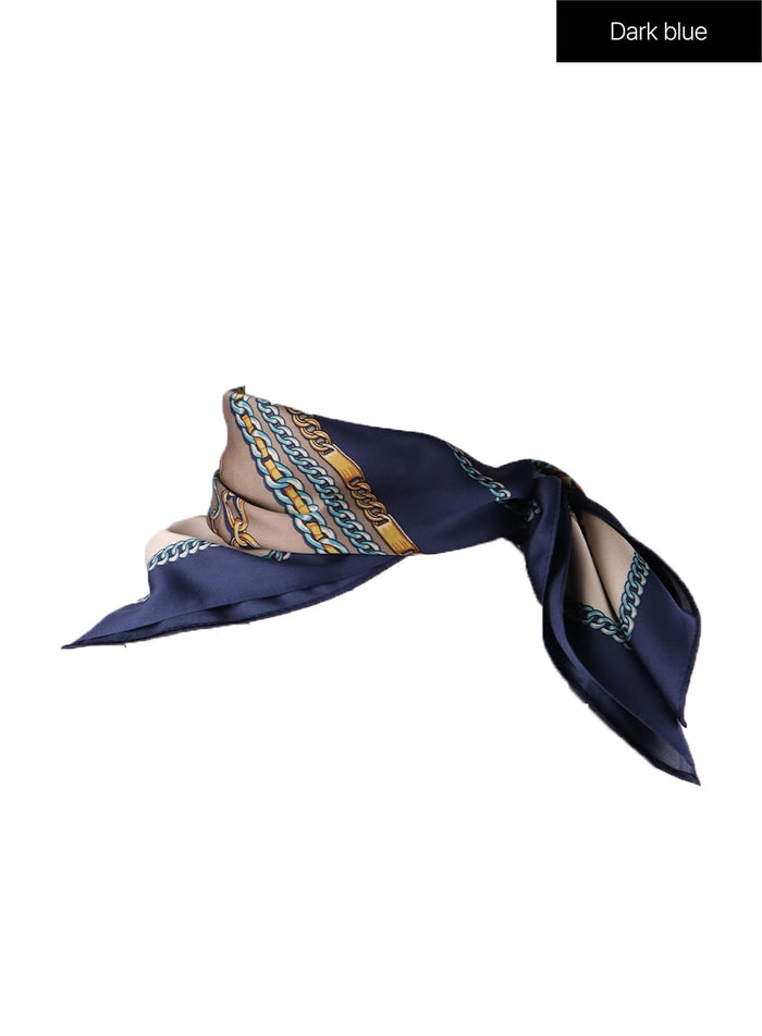 chain-print-head-scarf-of405 / Dark blue