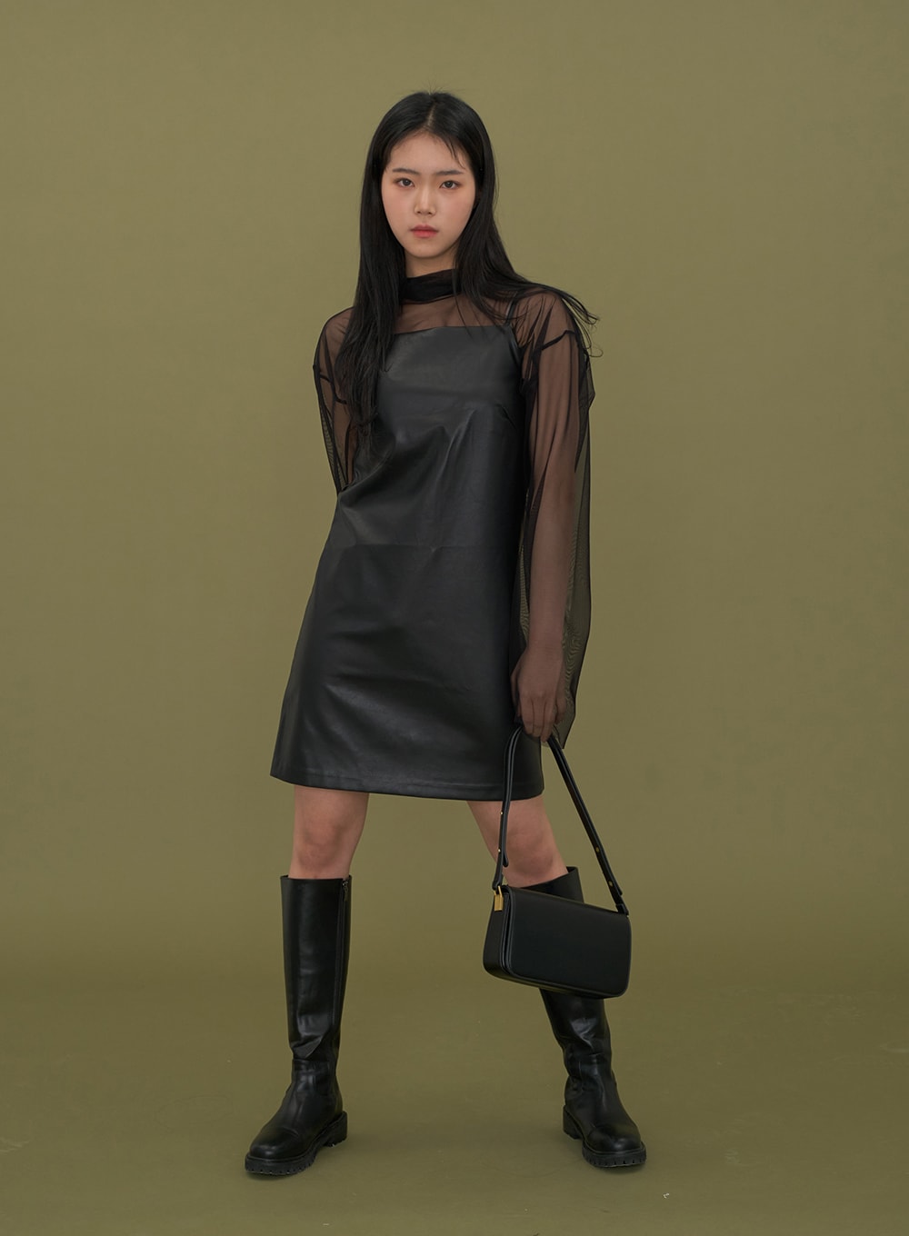 Faux Leather Sleeveless Mini Dress C2601