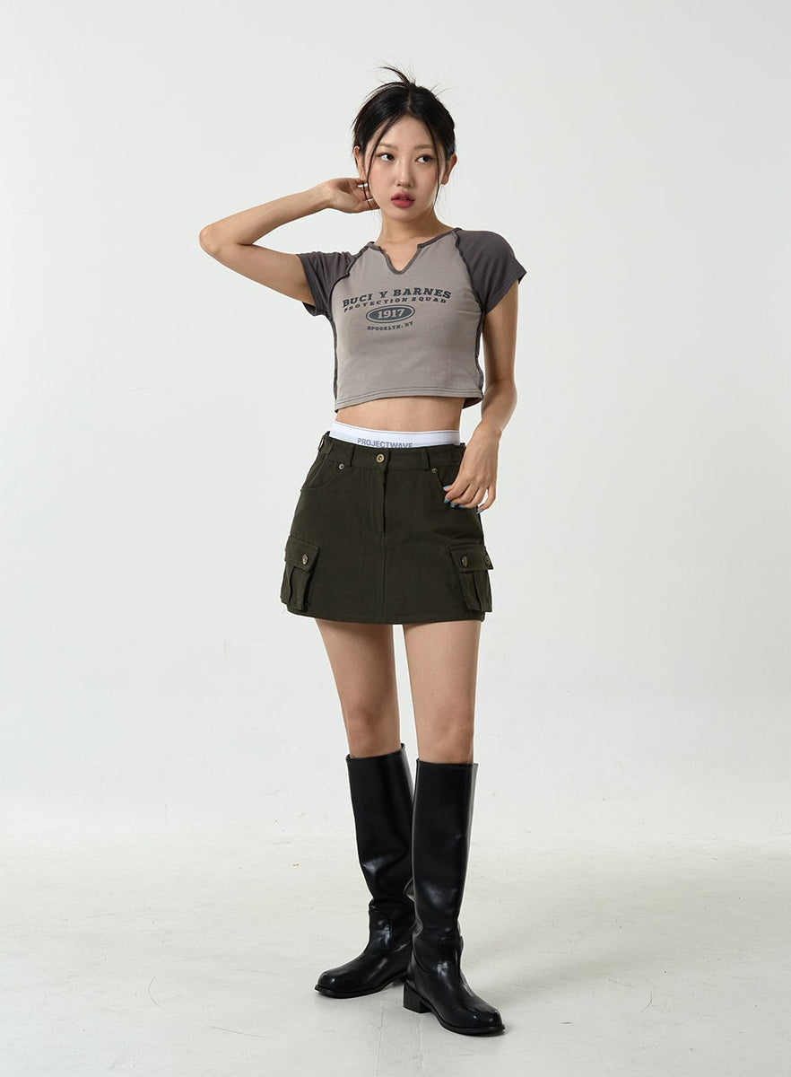 Low-Rise Cargo Mini Skirt CU13 - Lewkin