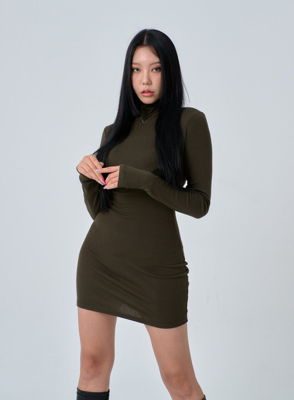 Turtleneck Mini Dress IN24 - Korean Women's Fashion | LEWKIN