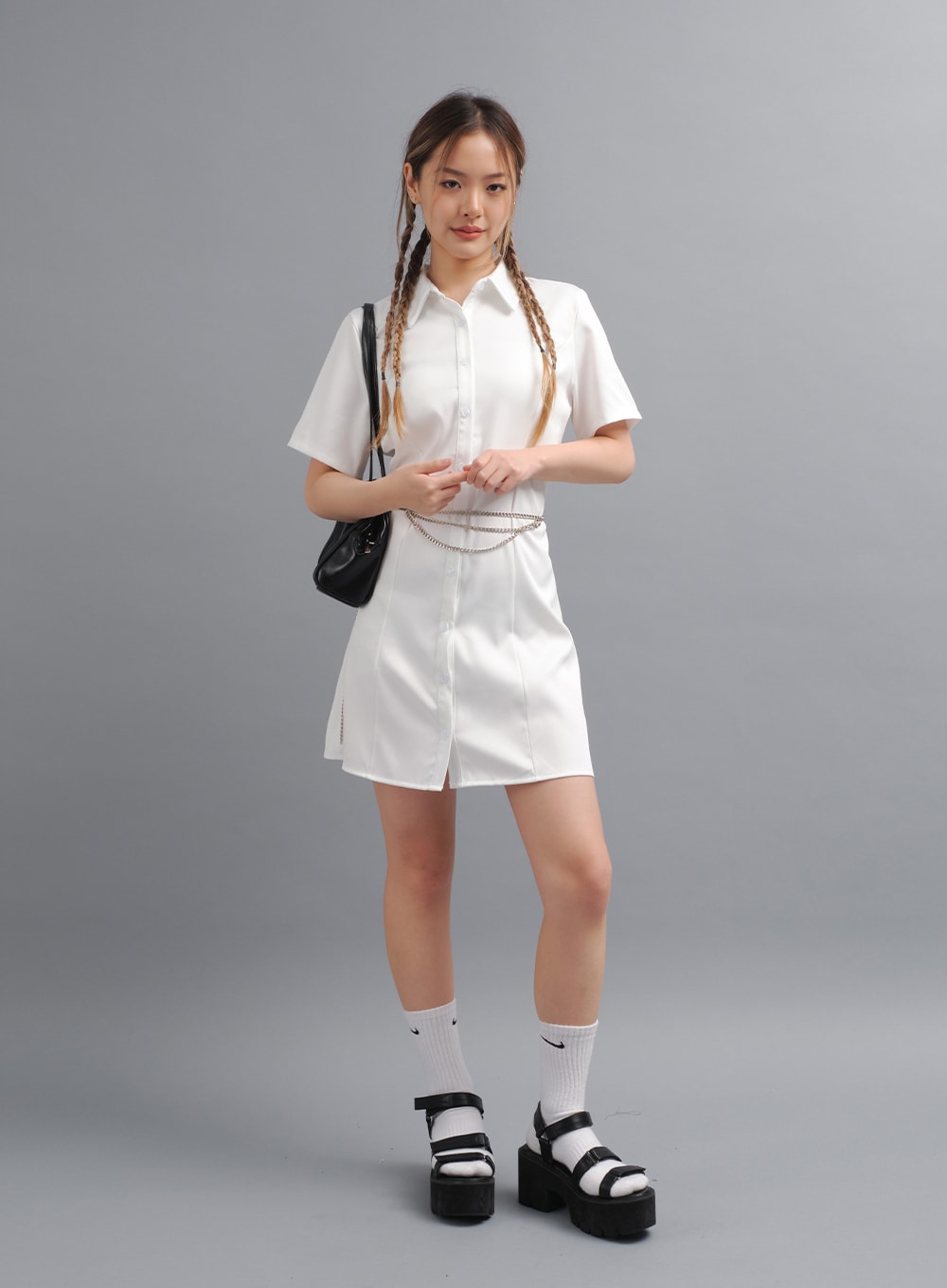 Slim Fit Mini Shirt Dress CY24 - Lewkin