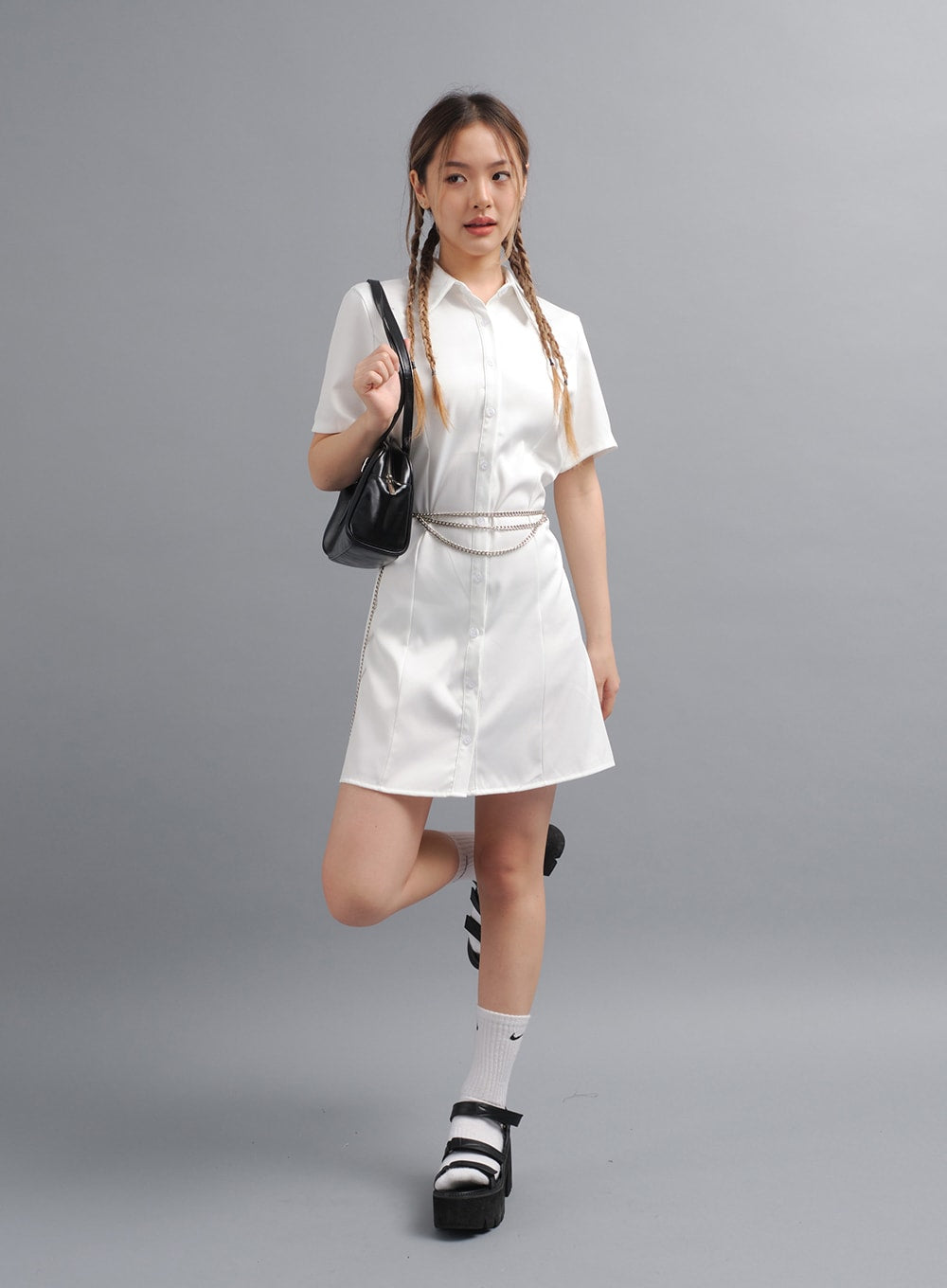 Slim Fit Mini Shirt Dress CY24 - Korean Women's Fashion | LEWKIN