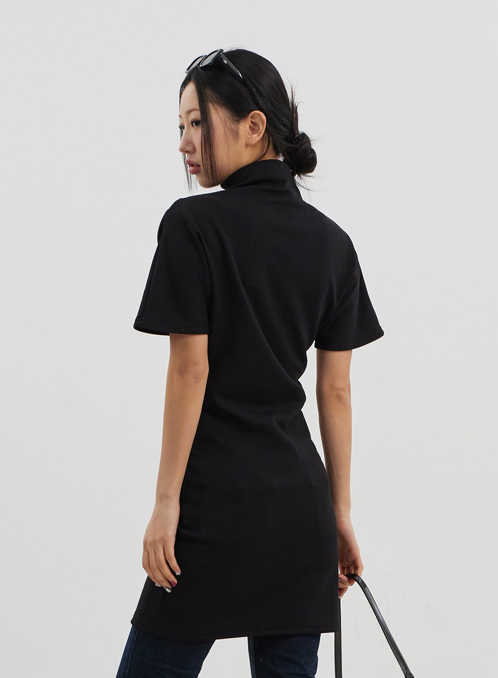 Turtleneck Short Sleeve Mini Dress CJ330 - Korean Women's Fashion 