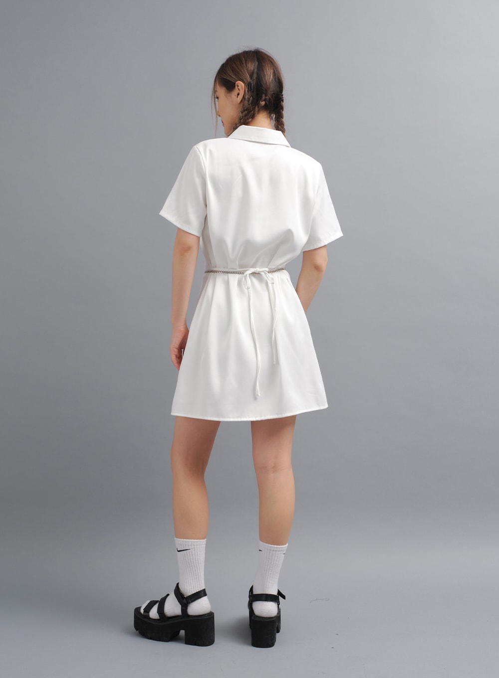 Slim Fit Mini Shirt Dress CY24 - Lewkin