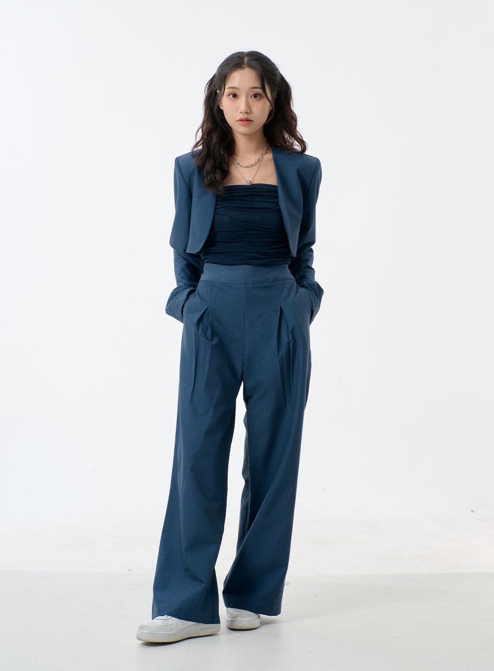 Tube Top And Two Piece Suit Set BJ326 - Korean Women's Fashion 