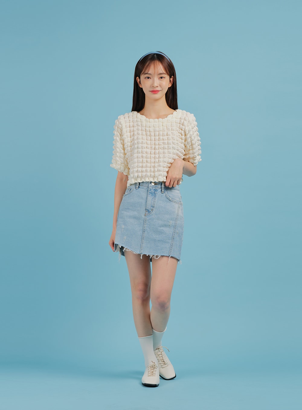 Torn Hem Mini Denim Skirt BM04 - Lewkin