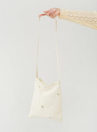 Flower Embroidered Cotton Cross Bag BS02 - LewkinJapan