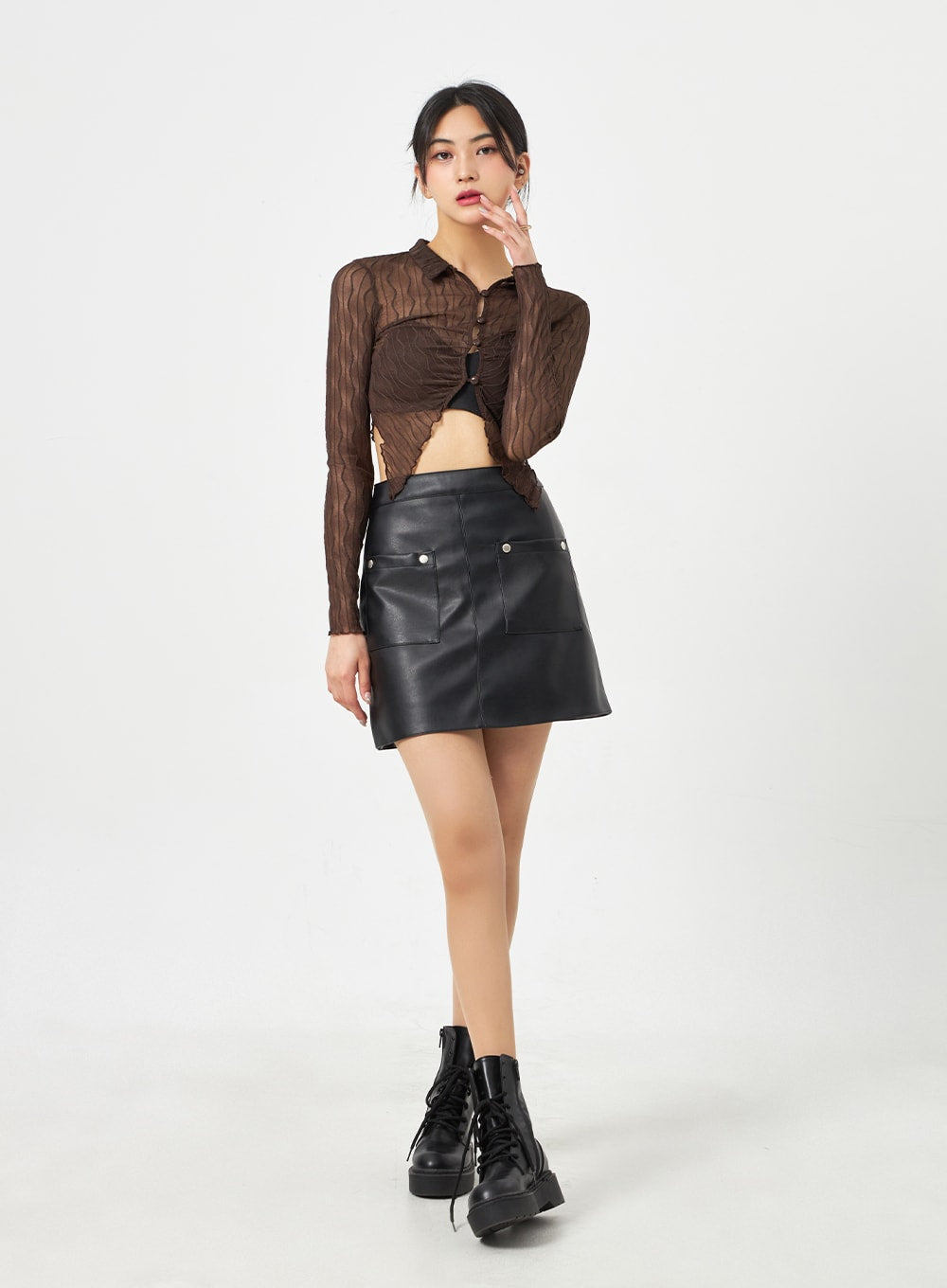 ZARA レザーミニスカート - スカート