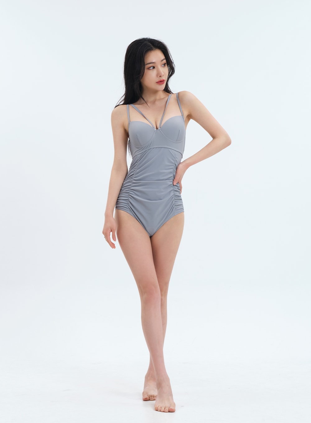 One Piece Swimsuit and Sheer Top as a Set - Lewkin