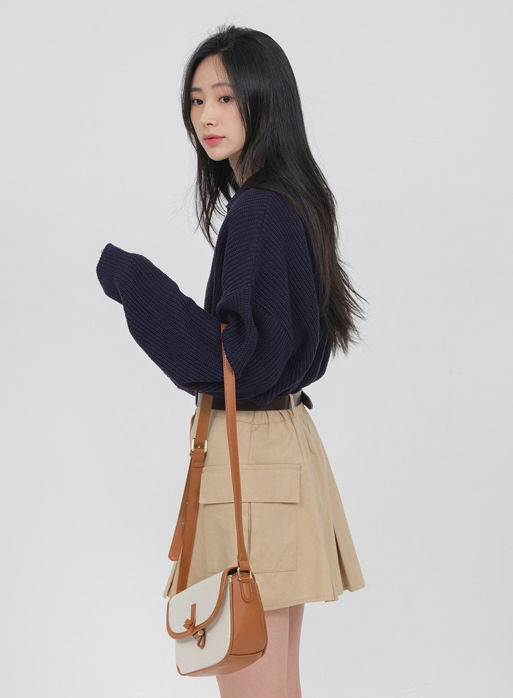 Double Pocket Pleated Mini Skirt OA01 Lewkin