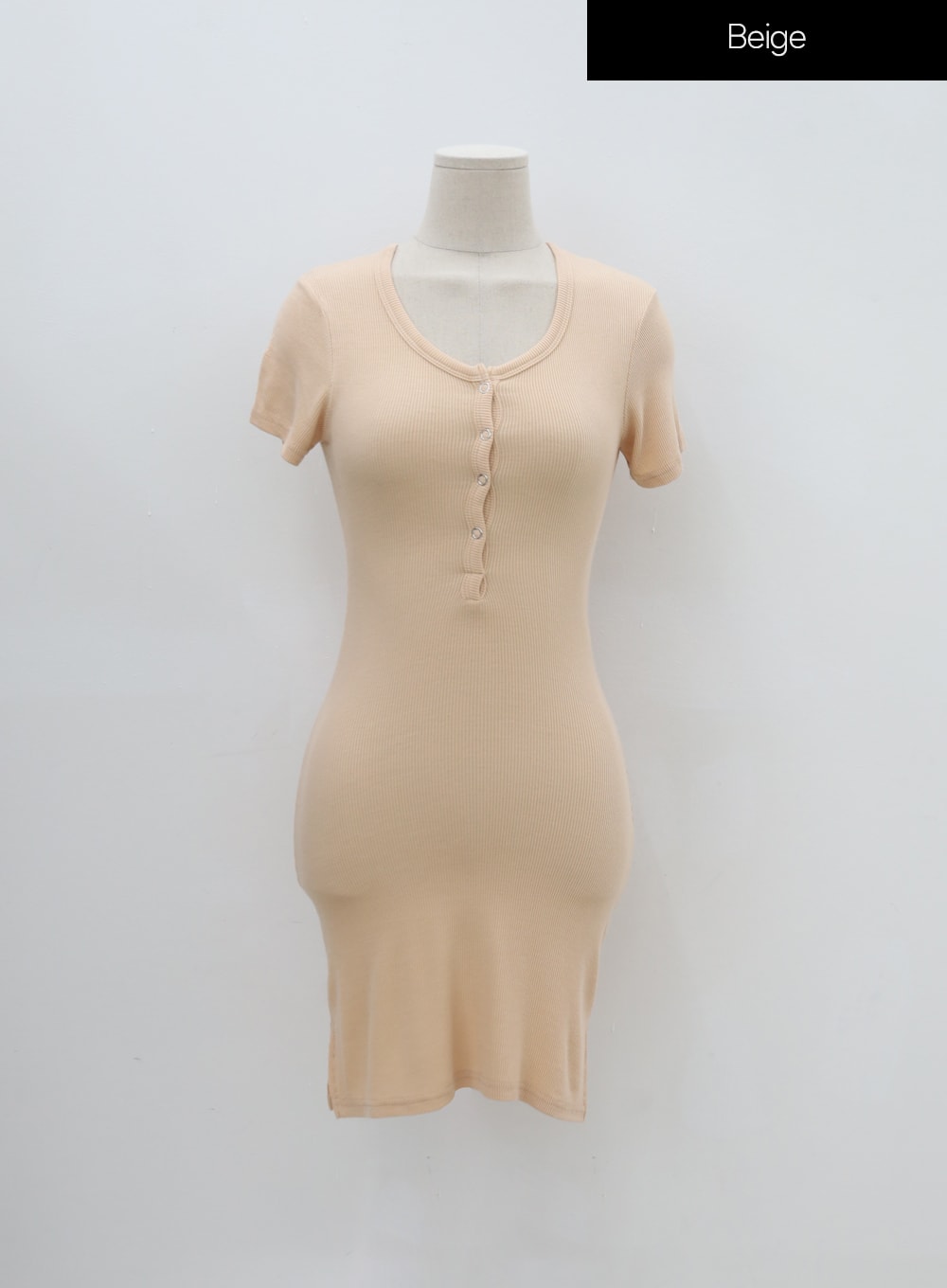 Snap Buttoned Side Slit Bodycon Mini Dress IU11 - Korean Women's ...