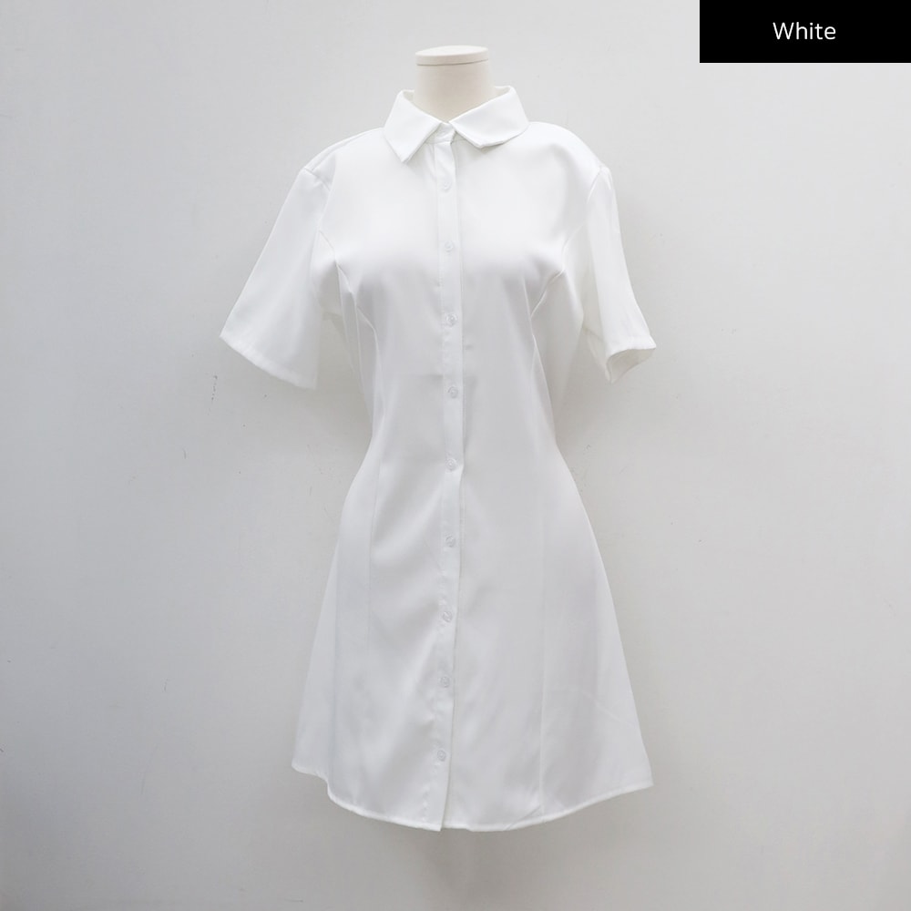 Slim Fit Mini Shirt Dress CY24 - Korean Women's Fashion | LEWKIN